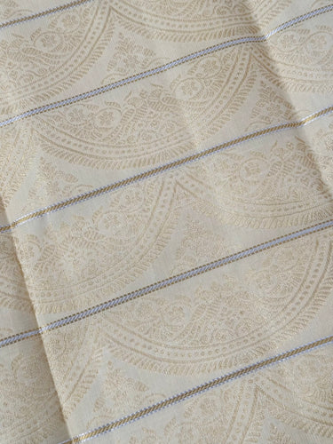 Exclusive Kanchivaram Designer Pure Silk Pure Zari Silk Saree | Beige & Gold | Handwoven | Ships from California
